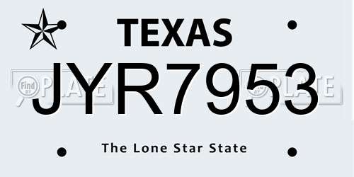 JYR7953 Texas License Plate