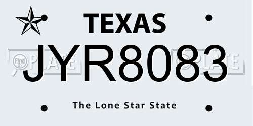JYR8083 Texas License Plate