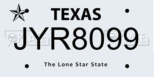 JYR8099 Texas License Plate