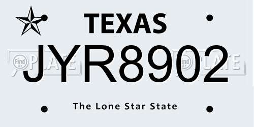 JYR8902 Texas License Plate