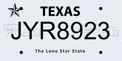 JYR8923 Texas License Plate