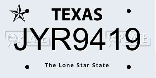 JYR9419 Texas License Plate
