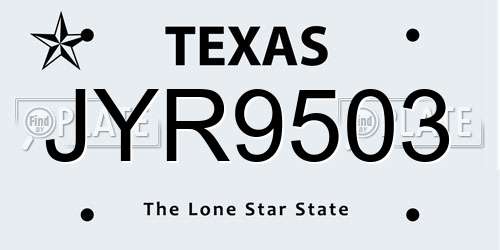 JYR9503 Texas License Plate