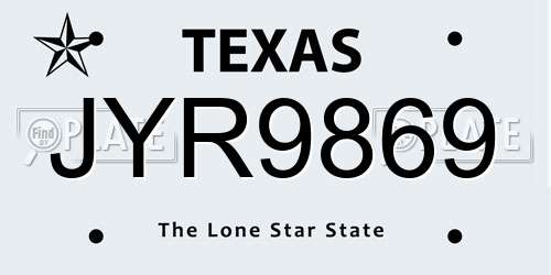 JYR9869 Texas License Plate
