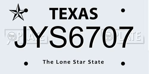 JYS6707 Texas License Plate