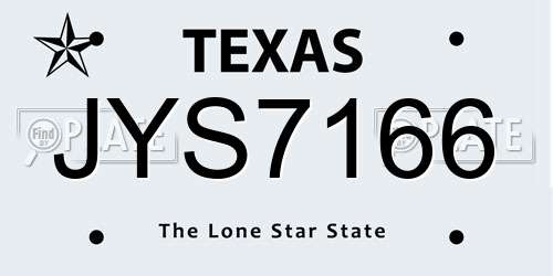 JYS7166 Texas License Plate