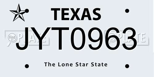 JYT0963 Texas License Plate