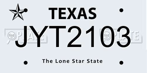 JYT2103 Texas License Plate