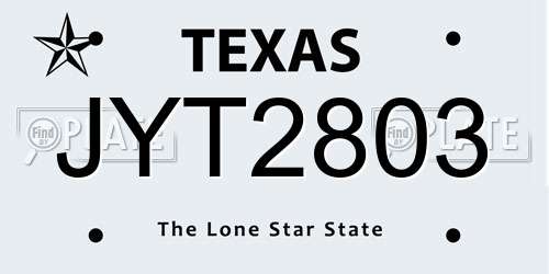 JYT2803 Texas License Plate