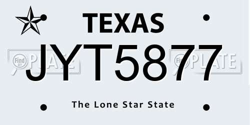 JYT5877 Texas License Plate