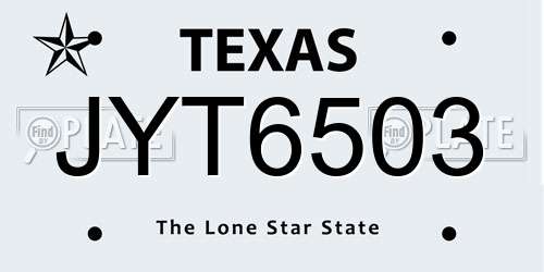 JYT6503 Texas License Plate