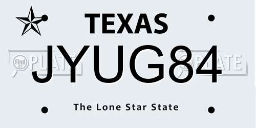JYUG84 Texas License Plate