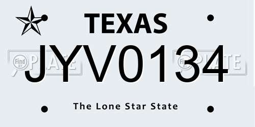 JYV0134 Texas License Plate