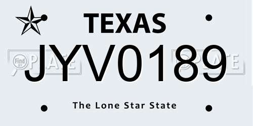 JYV0189 Texas License Plate