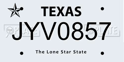 JYV0857 Texas License Plate