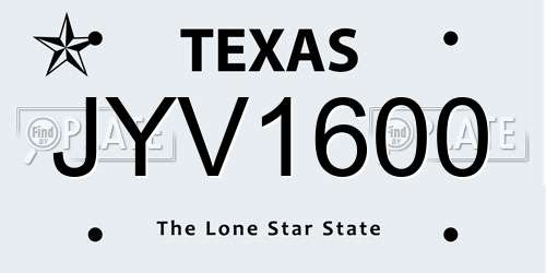 JYV1600 Texas License Plate