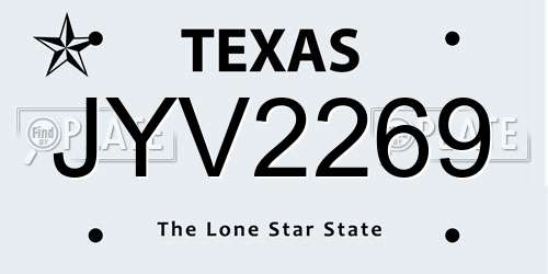 JYV2269 Texas License Plate