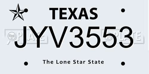 JYV3553 Texas License Plate