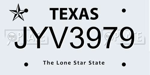 JYV3979 Texas License Plate