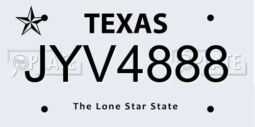 JYV4888 Texas License Plate