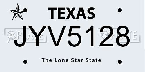 JYV5128 Texas License Plate