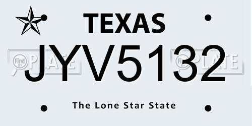JYV5132 Texas License Plate