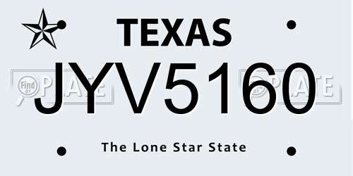 JYV5160 Texas License Plate