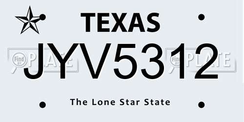 JYV5312 Texas License Plate