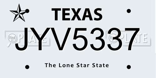 JYV5337 Texas License Plate