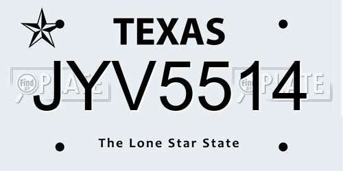 JYV5514 Texas License Plate