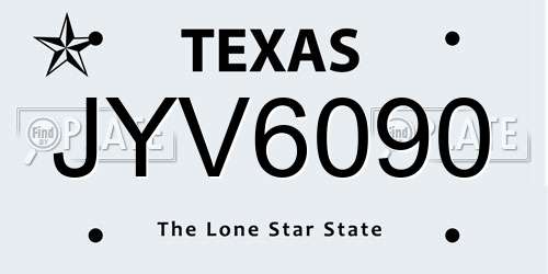 JYV6090 Texas License Plate