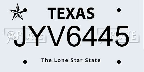 JYV6445 Texas License Plate