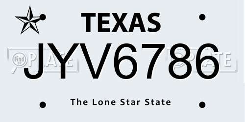 JYV6786 Texas License Plate