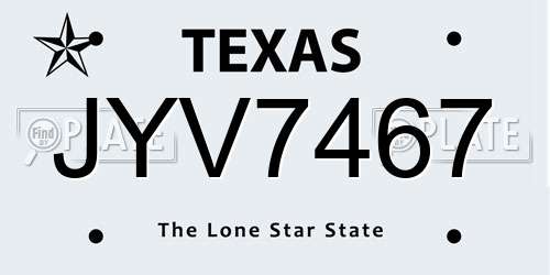 JYV7467 Texas License Plate