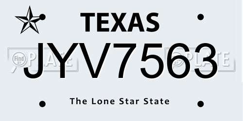 JYV7563 Texas License Plate