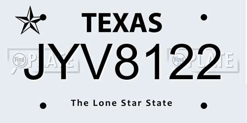 JYV8122 Texas License Plate