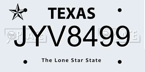 JYV8499 Texas License Plate
