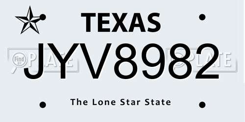 JYV8982 Texas License Plate