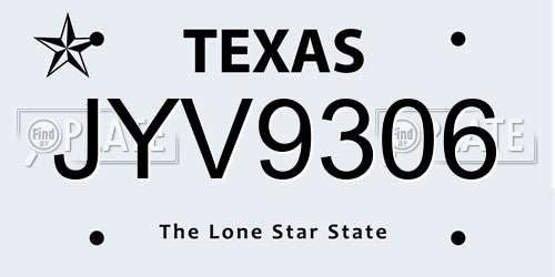 JYV9306 Texas License Plate