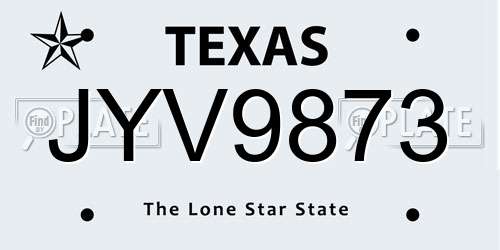 JYV9873 Texas License Plate