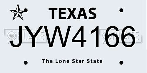 JYW4166 Texas License Plate