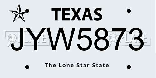 JYW5873 Texas License Plate