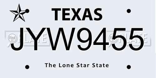 JYW9455 Texas License Plate