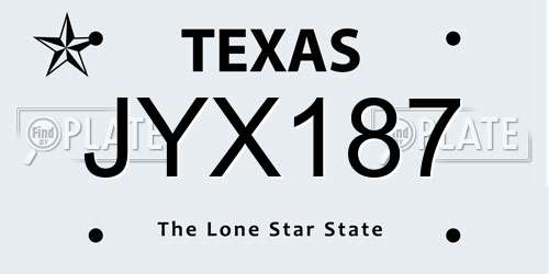 JYX187 Texas License Plate