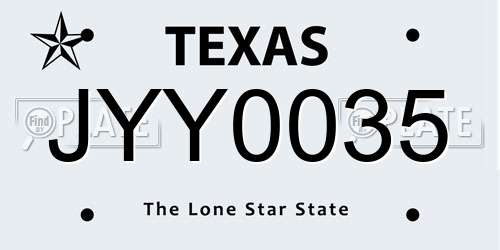 JYY0035 Texas License Plate