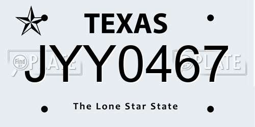 JYY0467 Texas License Plate
