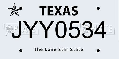 JYY0534 Texas License Plate