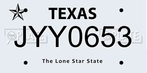 JYY0653 Texas License Plate