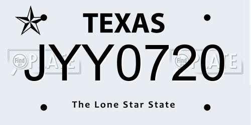 JYY0720 Texas License Plate