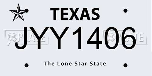 JYY1406 Texas License Plate